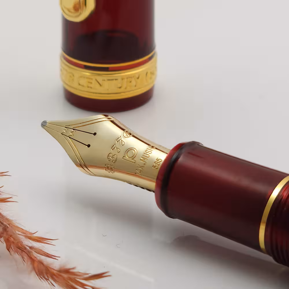 خودنویس پلاتینیوم سنتری 3776 قرمز گیره طلا با سر قلم Platinum Century 3776 FP Bourgogne red gold trim 71 Music