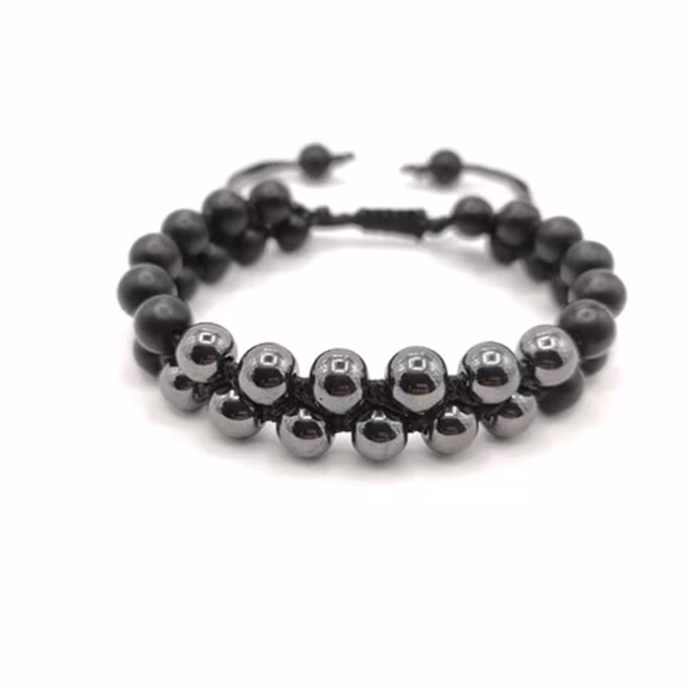 دستبند حدید و اونیکس دو لاین