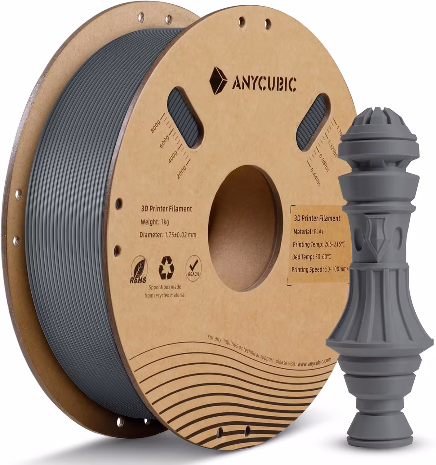 فیلامنت  PLA برند انی کیوبیک (Anycubic) رنگ خاکستری