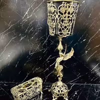 سطل اَشغال وجا دستمالی برنز