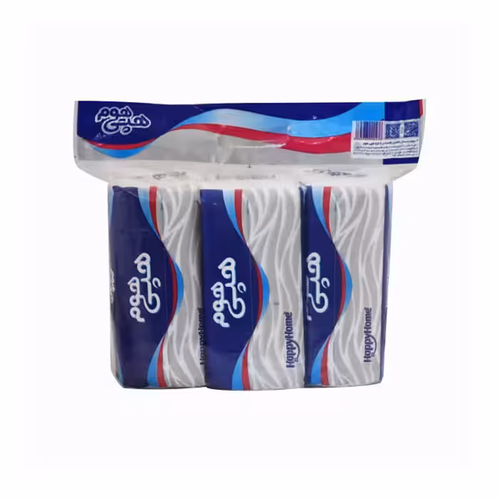 دستمال کاغذی تکی اقتصادی هپی هوم 500 برگ بسته 3 عددی