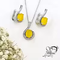 نیمست نقره عقیق زرد عیار925 دور نگین کد 19549