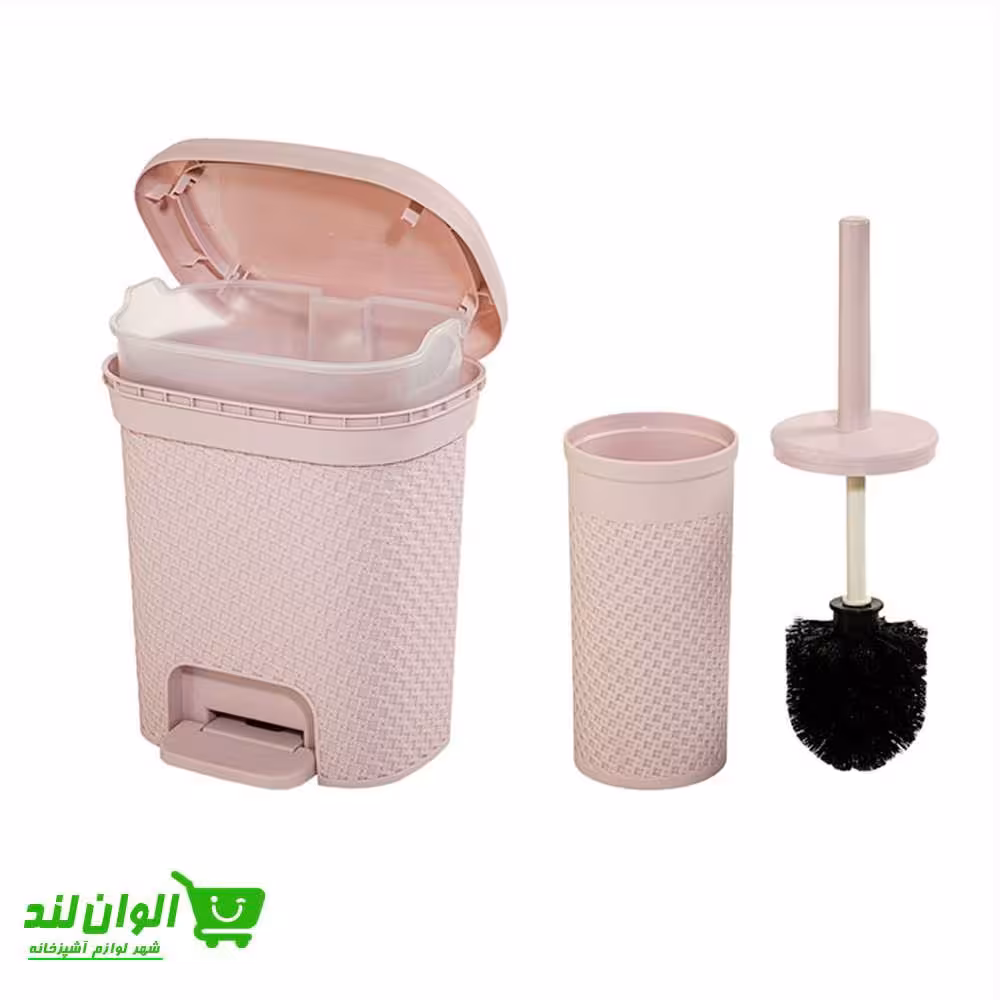 ست سرویس بهداشتی سطل و فرچه 5 لیتری لیمون طرح بافت کد 27213