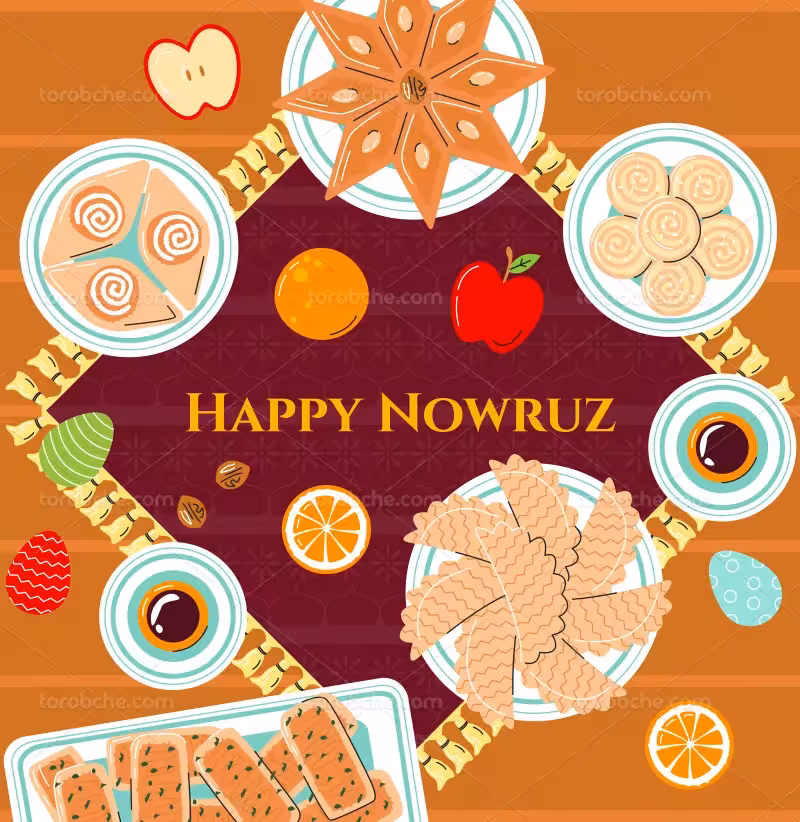 وکتور سفره هفت سین رنگارنگ | گرافیک با طعم تربچه