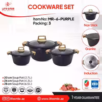 سرویس قابلمه گرانیتی لایف اسمایل مدل MR-6-PURPLE (سایز20-24-28)