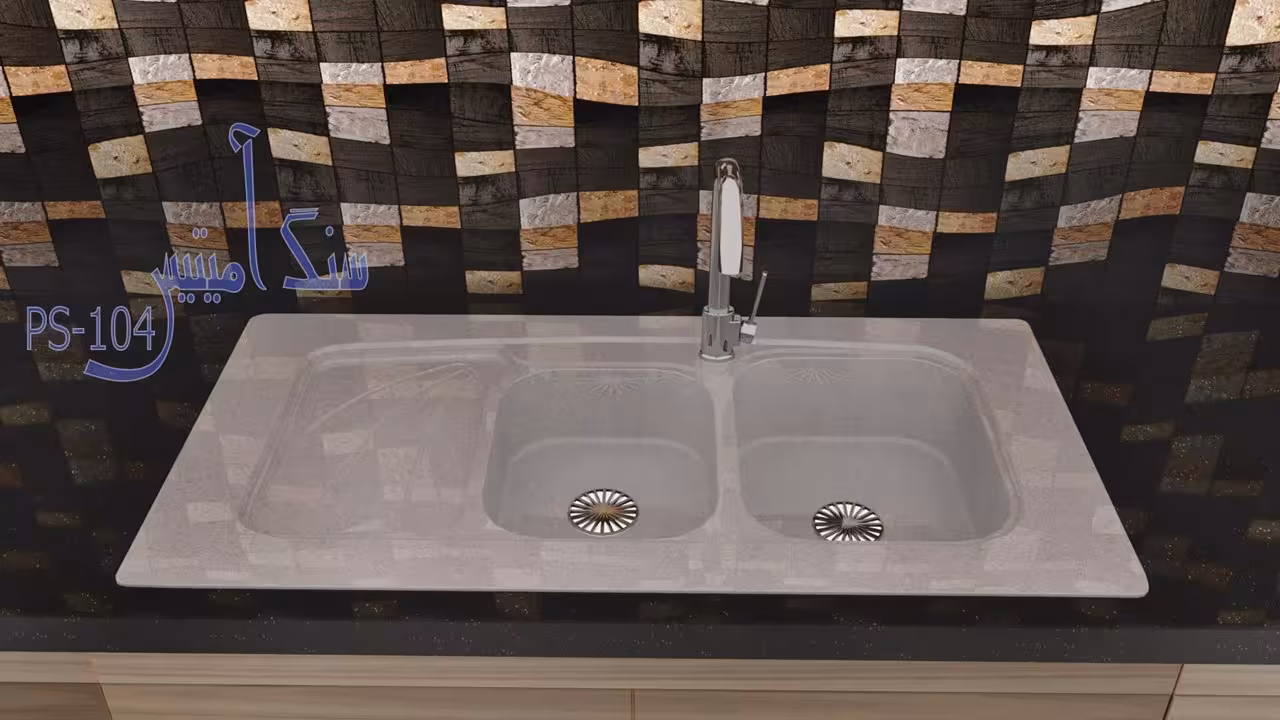 سینک کورین کرم ساده سایز 100 تک لگنه کد 104