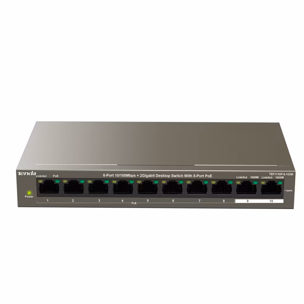 قیمت و خرید سوییچ شبکه 10 پورت با 8 پورت PoE تندا مدل TEF1110P-8-102W | نت ران