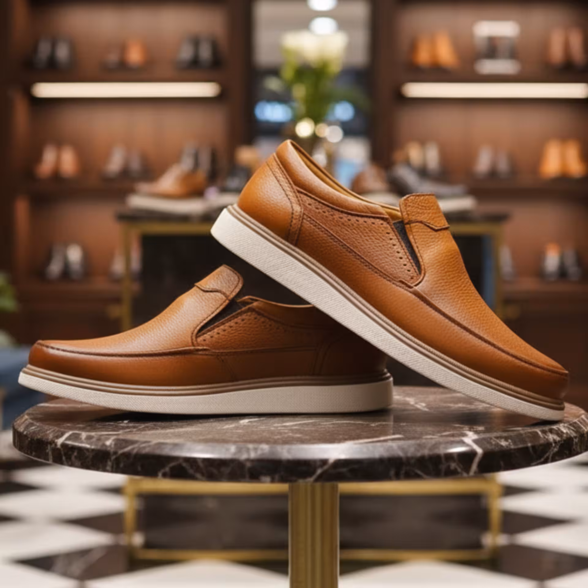 کفش چرم مردانه طبی کد TB061TN رنگ عسلی