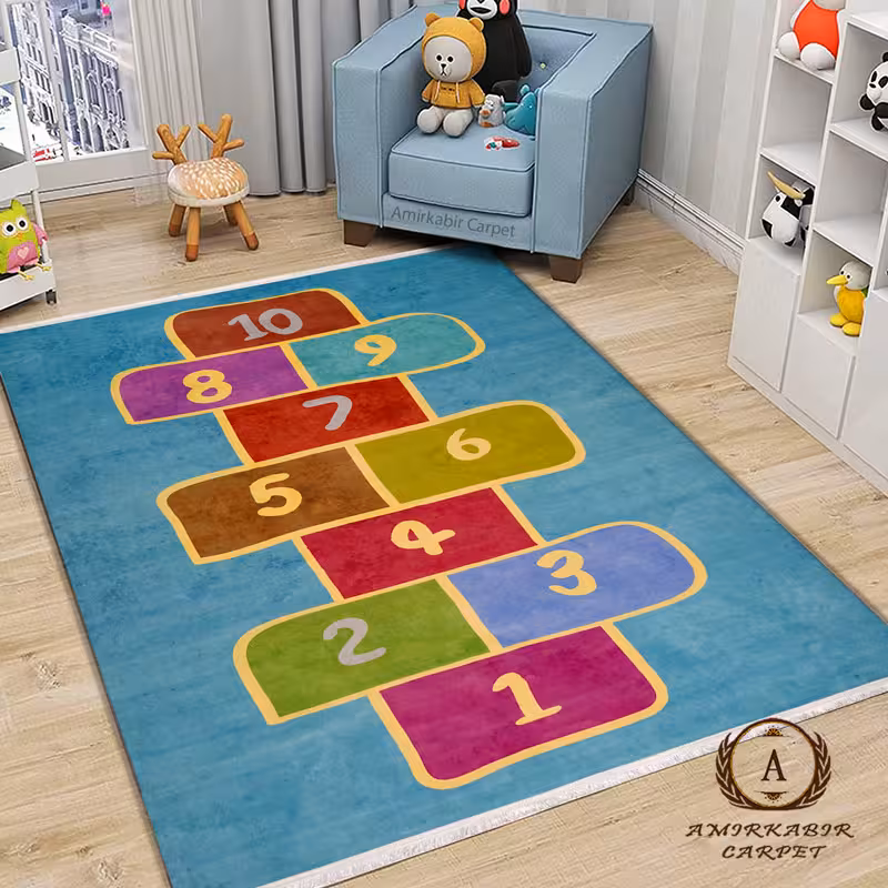 فرش کودک طرح لی لی زمینه ابی کد 100206