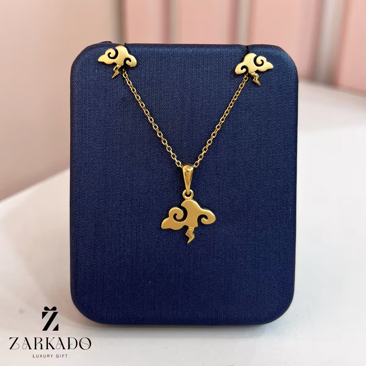 نیم ست طلا طرح ابر و رعدبرق کد NS1247