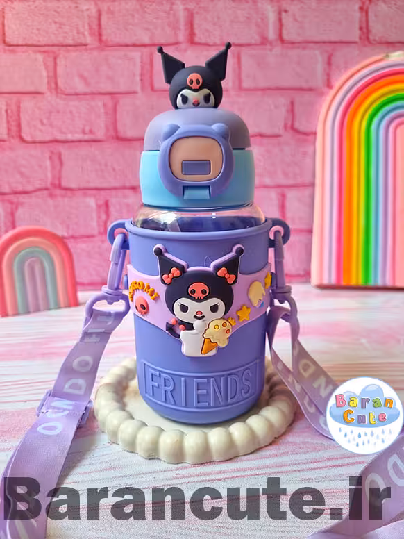 قمقمه فانتزی وارداتی نی دار با محافظ و عروسک سیلیکونی طرح کورومی