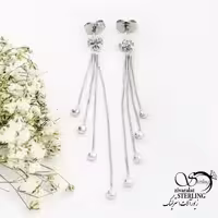 گوشواره ژوپینگ سفید طرح طلا آویز گوی دار کد 19717