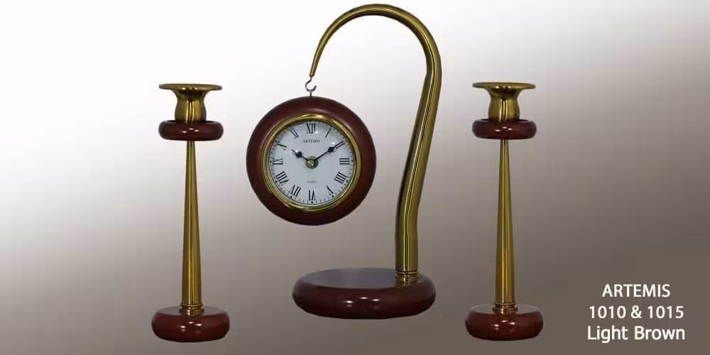 ست ساعت و شمعدان آرتمیس کد 1010 و 1015 light brown قهوه ای روشن
