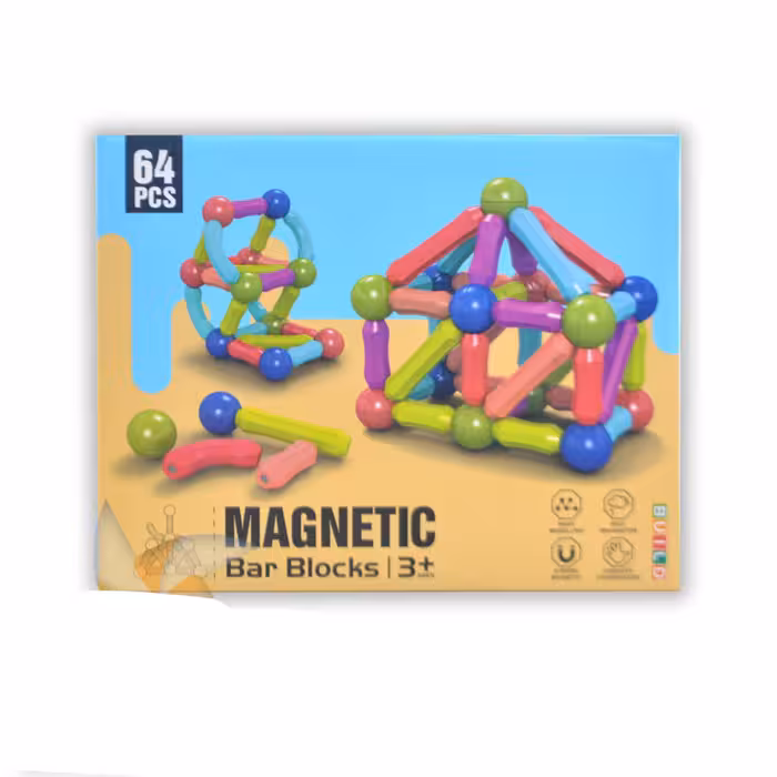 بازی فکری مگنت 64 تکه وارداتی قطعات درشت