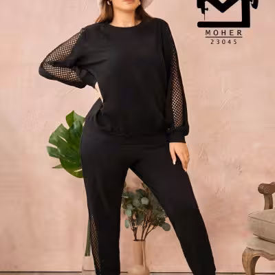 ست بلوز و شلوار راحتی سایز بزرگ 23045