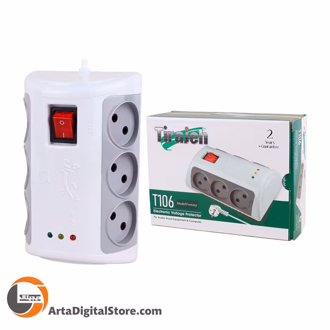 محافظ برق Tirajeh T106 6 Port White طول 3m