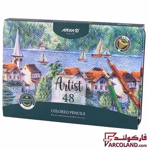 مداد رنگی 48 رنگ آریا جعبه فلزی مدل آرتیست Artist 3904