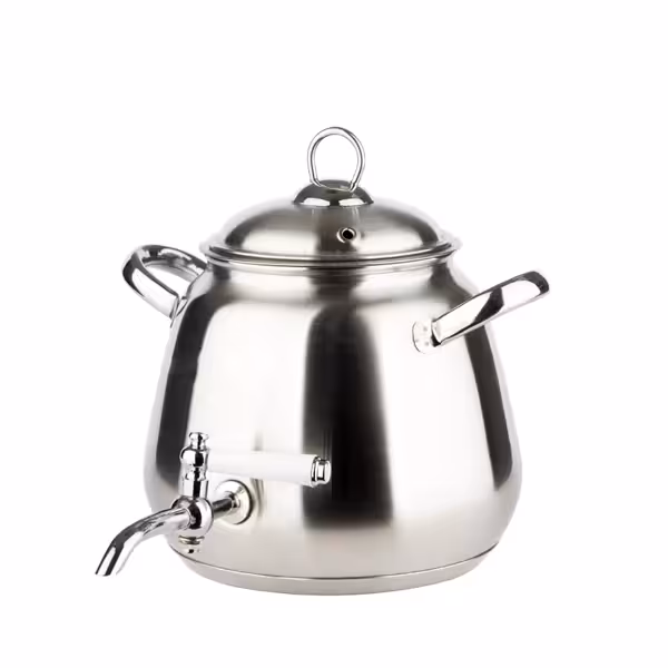 کتری شیردار استیل 5.5 لیتری کف چدن کد 6006