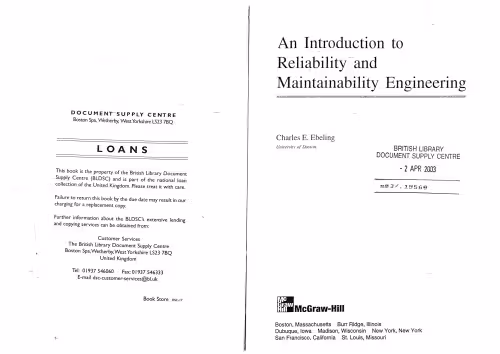 خرید و دانلود نسخه کامل کتاب Reliability and Maintainability Engineering