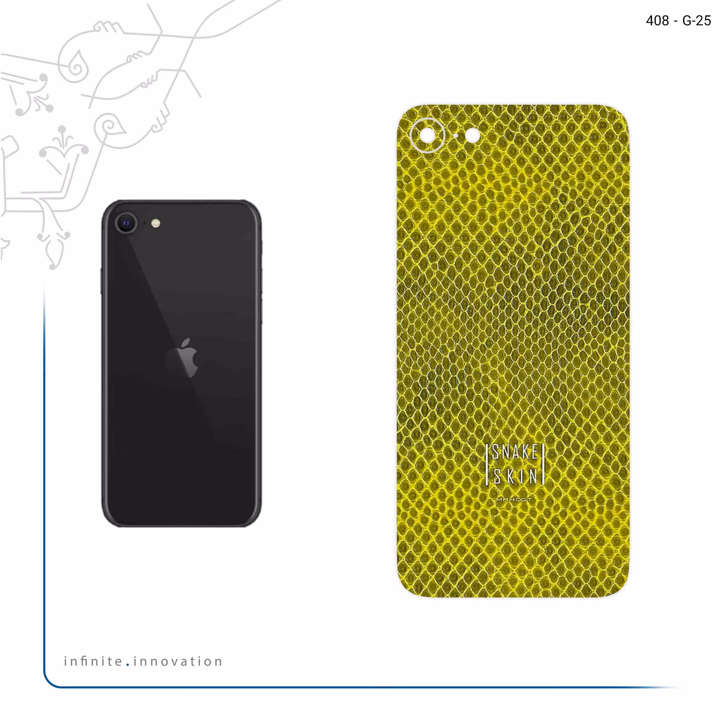 برچسب پوششی ماهوت مدل Yellow Snake Skin مناسب برای گوشی موبایل اپل iPhone SE 2022