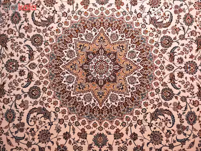 فرش ماشینی زمرد مشهد مدل نایین زمینه کرم