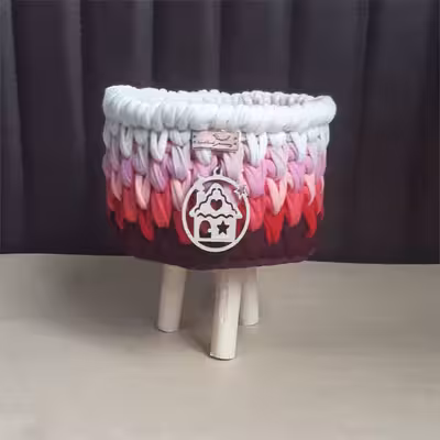 سبد قلاب بافی تریکو مدل پایه دار کد 04 مجموعه 3 عددی