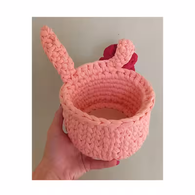 سبد قلاب بافی تریکو مدل خرگوش و گل کد RAB-TALIN-2022-02