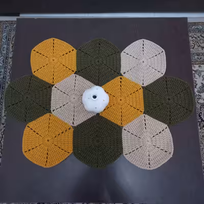  رومیزی بافتنی طرح شش ضلعی بوهو کد 72