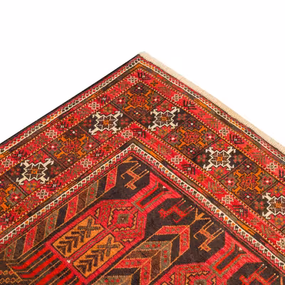 فرش دستبافت کناره طول سه متری مدل نقشه بلوچ  کد 34.2810