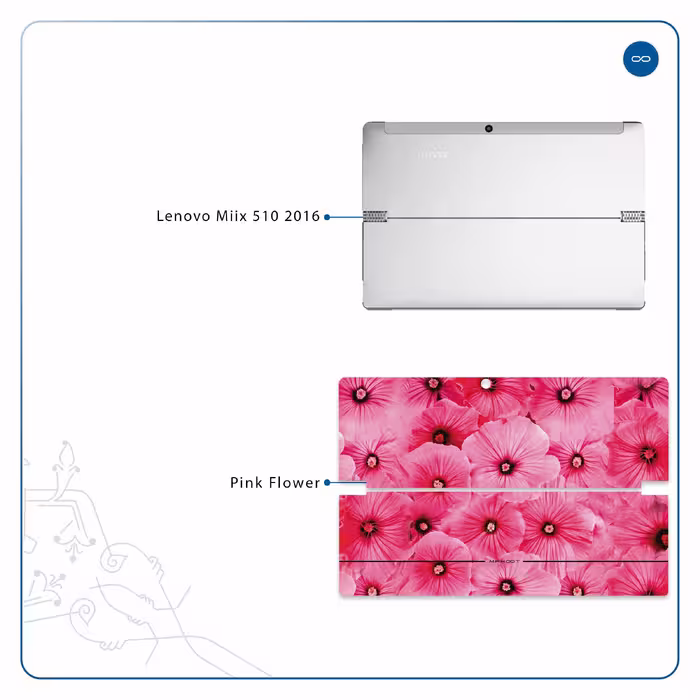 برچسب پوششی ماهوت مدل Pink-Flower مناسب برای تبلت لنوو Miix 510 2016