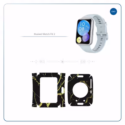 برچسب ماهوت طرح Graphite_Gold_Marble مناسب برای ساعت هوشمند هوآوی Watch Fit 2