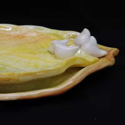 شیرینی خوری سرامیکی هیوا طرح برگ پاییز کد 10918872 مجموعه 2عددی 