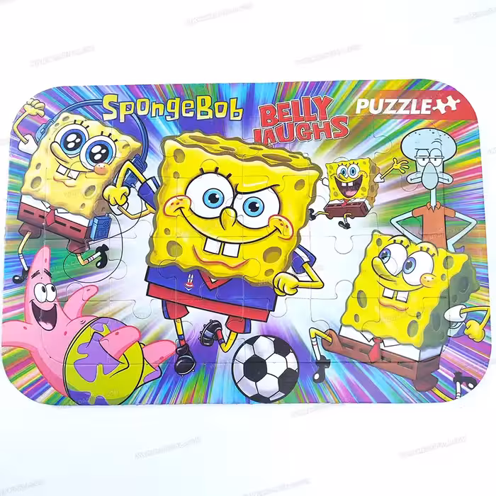 پازل و تخته وایت برد سایز آ4 طرح باب اسفنجی