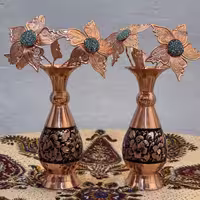 گلدان مسی الماس تراش جفتی 16سانتی