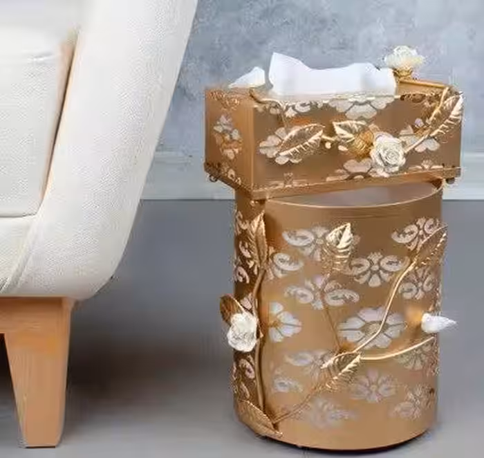 سطل و دستمال گرد گل و گنجشک ابروباد طلایی ریور کد 4091