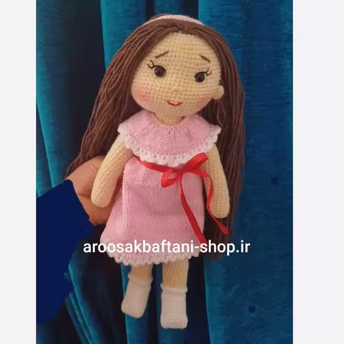 عروسک بافتنی دختر رویاخانم30سانتی بافت  بارنگ دلخواه شما