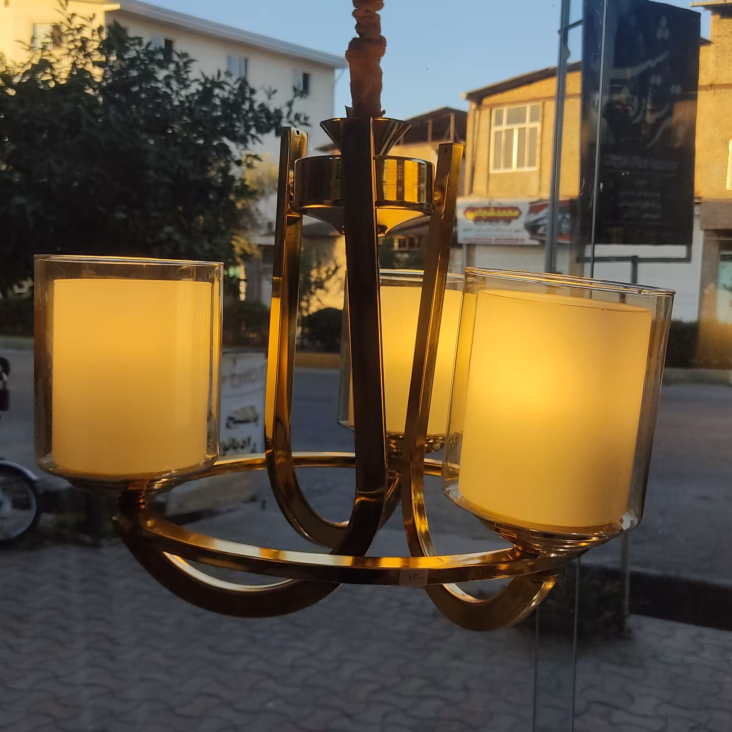 لوستر سه شعله طلایی