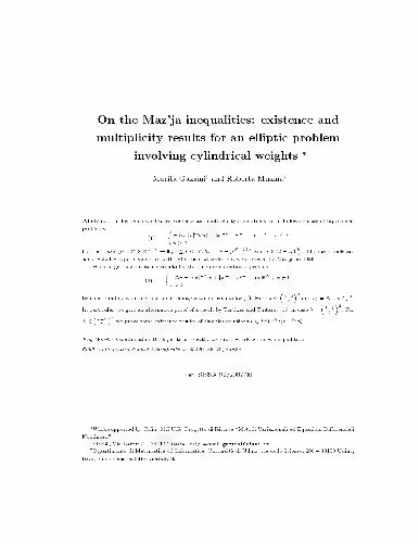 خرید و دانلود نسخه کامل کتاب On the Maz'ja inequalities existence and multiplicity results for an elliptic problem involving cylindrical weights
