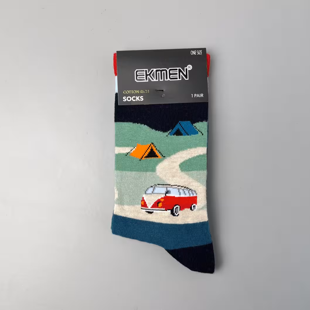 جوراب ساقدار اکمن طرح فولکس قرمز