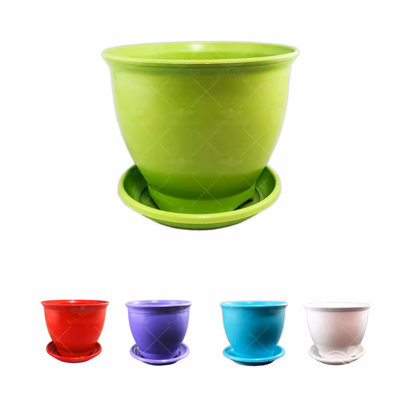 گلدان رنگی گرد پلاستیکی طرح بتا با زیرگلدانی سایز 15