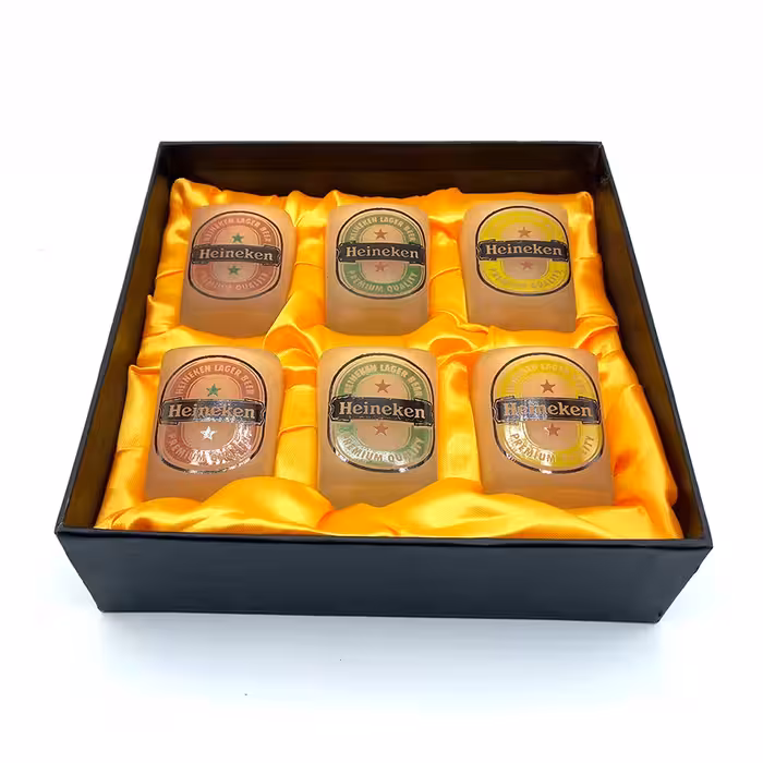 ست هدیه کاپ قهوه 6عددی سفید مات مدل مربع طرح هنیکن کد 710065