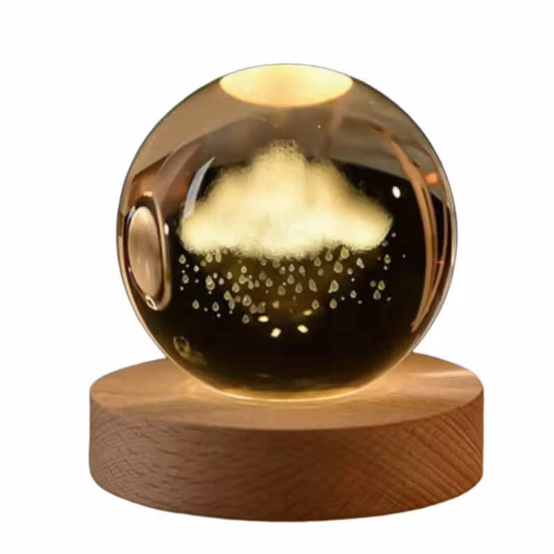 چراغ خواب مدل گوی کریستالی ابر بارون 3D