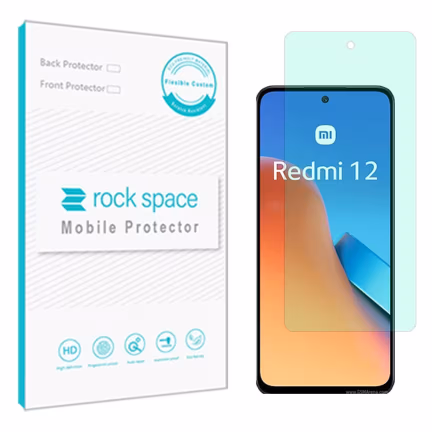 گلس شیائومی Redmi 12  مدل نانو هیدروژل گرین لایت برند راک اسپیس