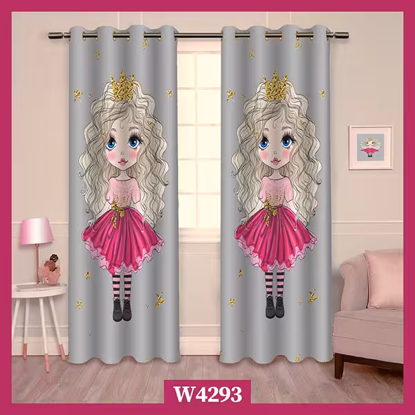 پرده چاپی پانچی با طرح دختر کد W4293