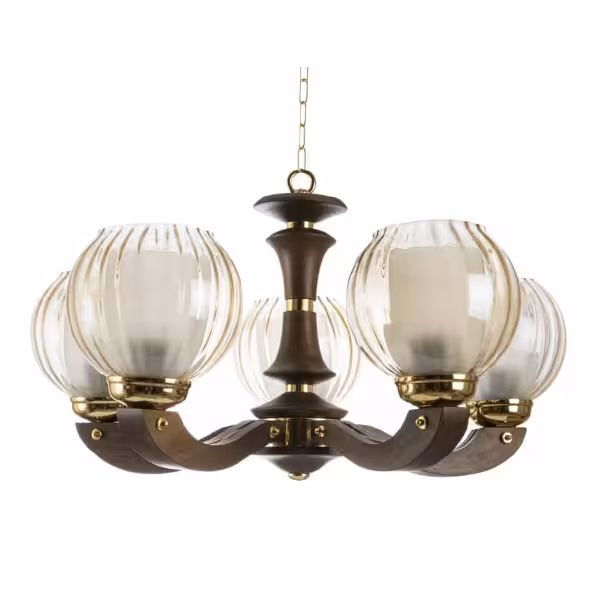 لوستر پردیس مدل بلوط 5 شیشه شفاف