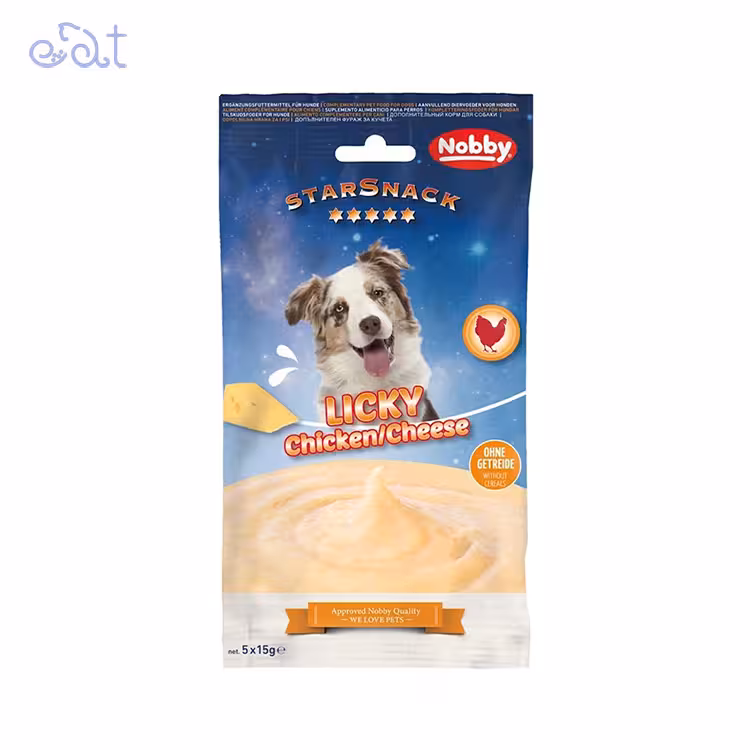 بستنی سگ نوبی با طعم مرغ مدل Nobby Chiken Cheese Licky بسته 5 عددی