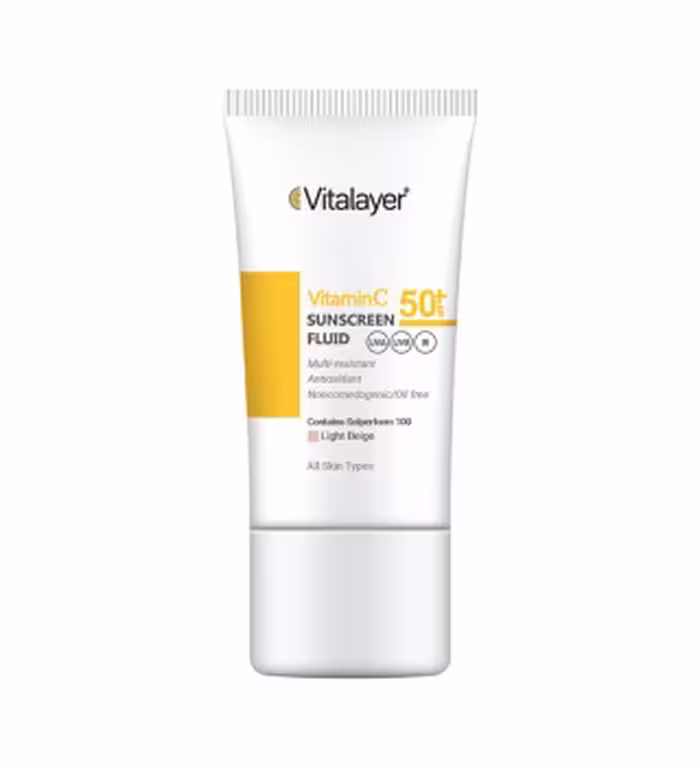 فلوئید ضد آفتاب رنگی ویتالیر مدل Vitamin C حجم 50 میلی لیتر