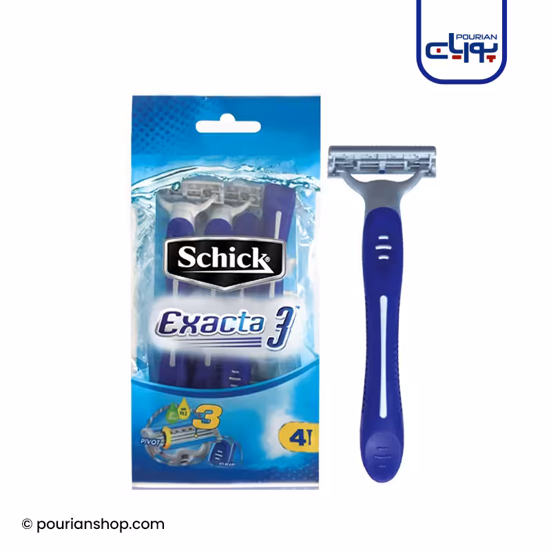 خودتراش اگزکتا شیک مردانه 3 تیغه 4 عددی _ Exacta 3 men Shaving Razor 3 blade 4 razors SCHICK