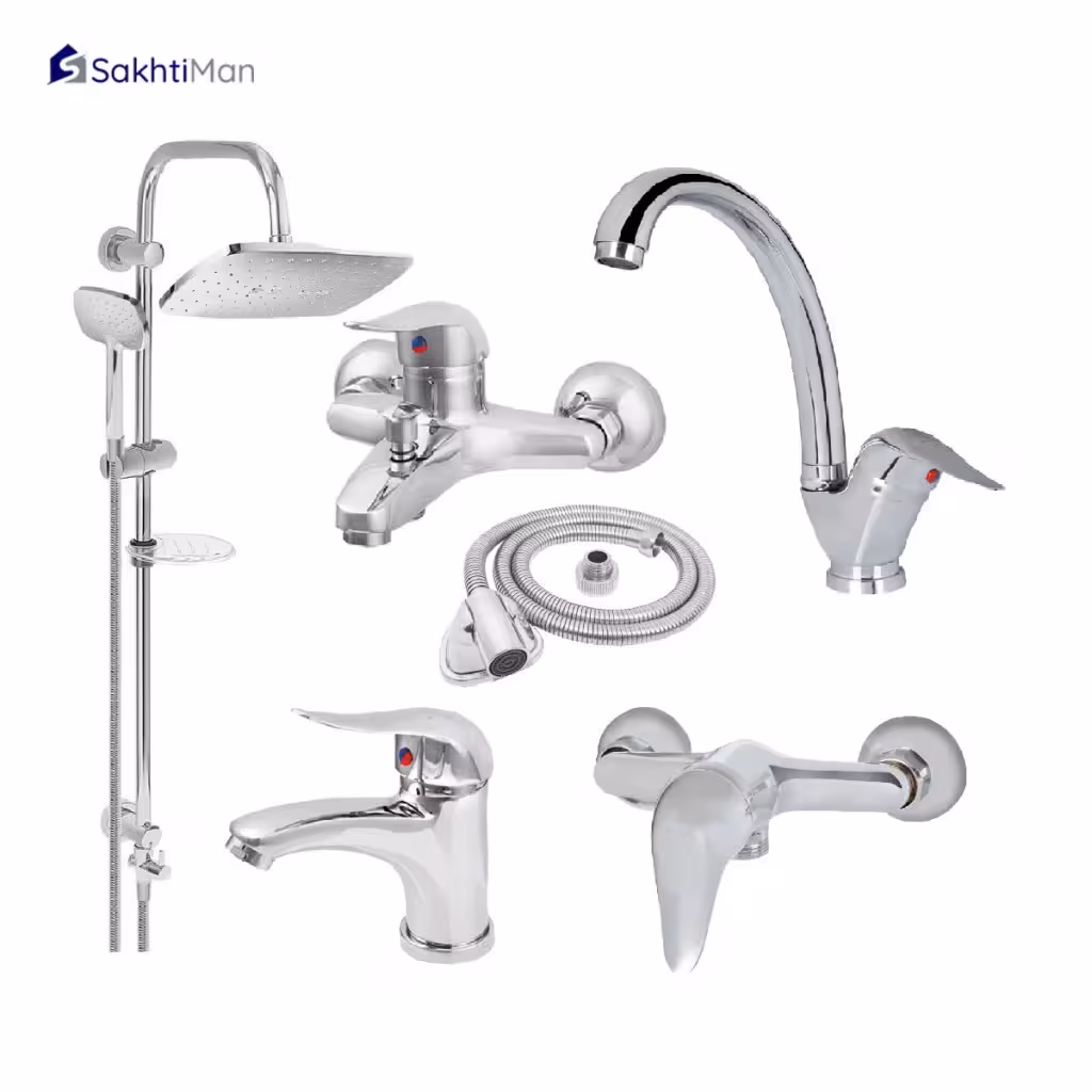 ست شیرآلات بهداشتی اقتصادی همراه با علم دوش دوکاره