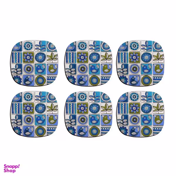 زیر لیوانی ترمه طراحان ایده مدل کاشی پرنده ها کد CFP1192 مجموعه 6 عددی